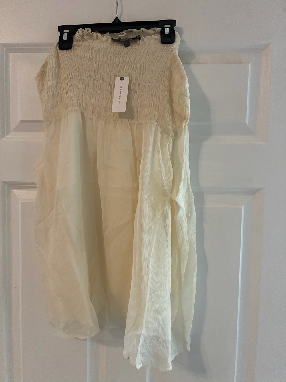 Free People Cream Smocked Waist Circle Skirt